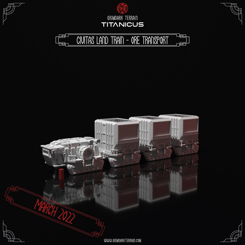 Miniaturbild: Titanicus Civitas Land Train With Cargo - GrimDark Terrain