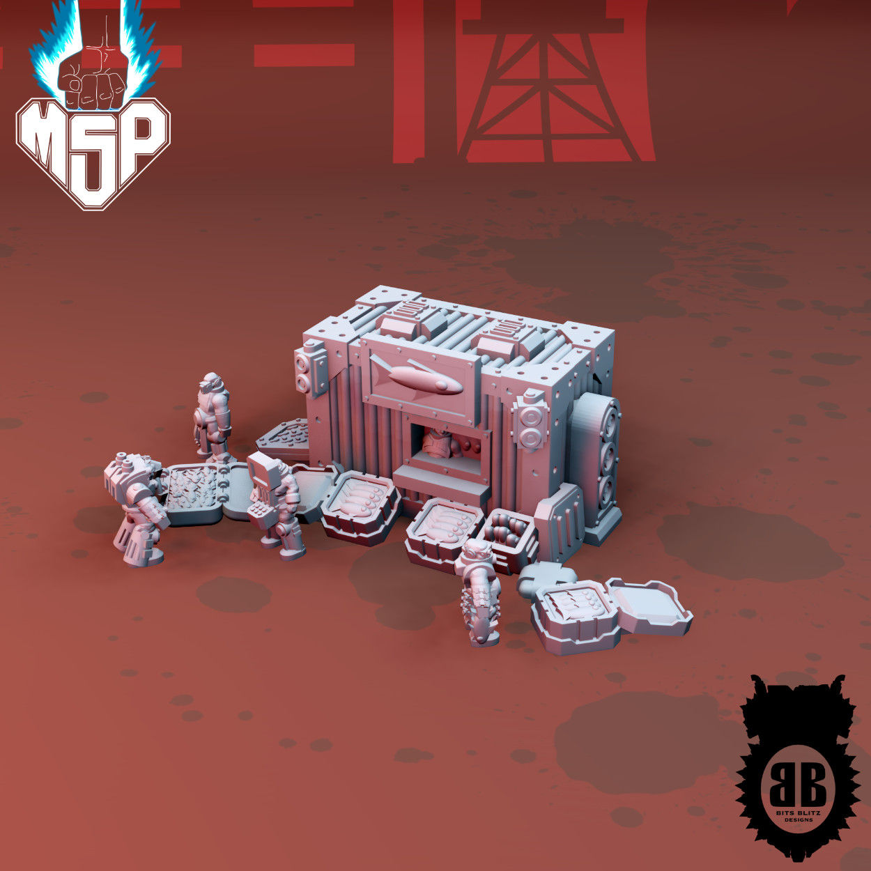 Container Market Fish Stand - Bits Blitz Designs Industrial Terrain