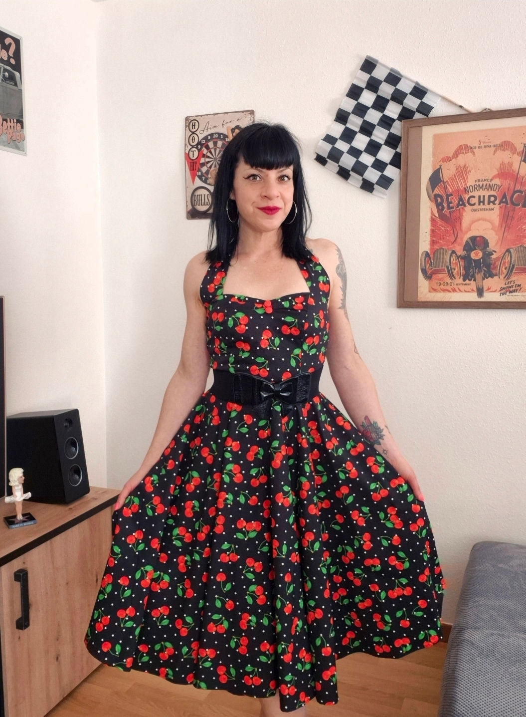 Robe Daisy dos nu  cerises et pois 