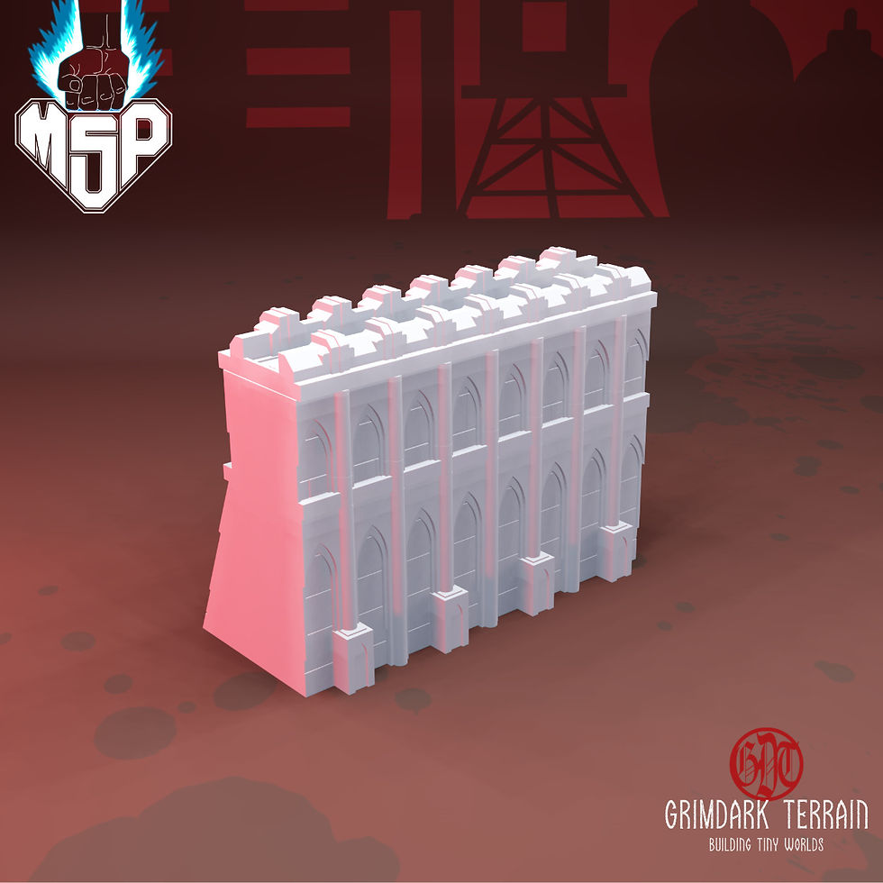 Thumbnail: Walls of Mytilene Long Wall With Turrets - GrimDark Terrain