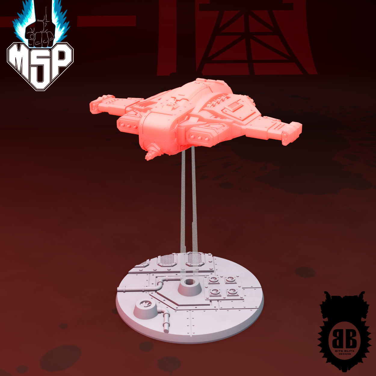 40mm Flight Stand Base V8 - Bits Blitz Designs Industrial Terrain