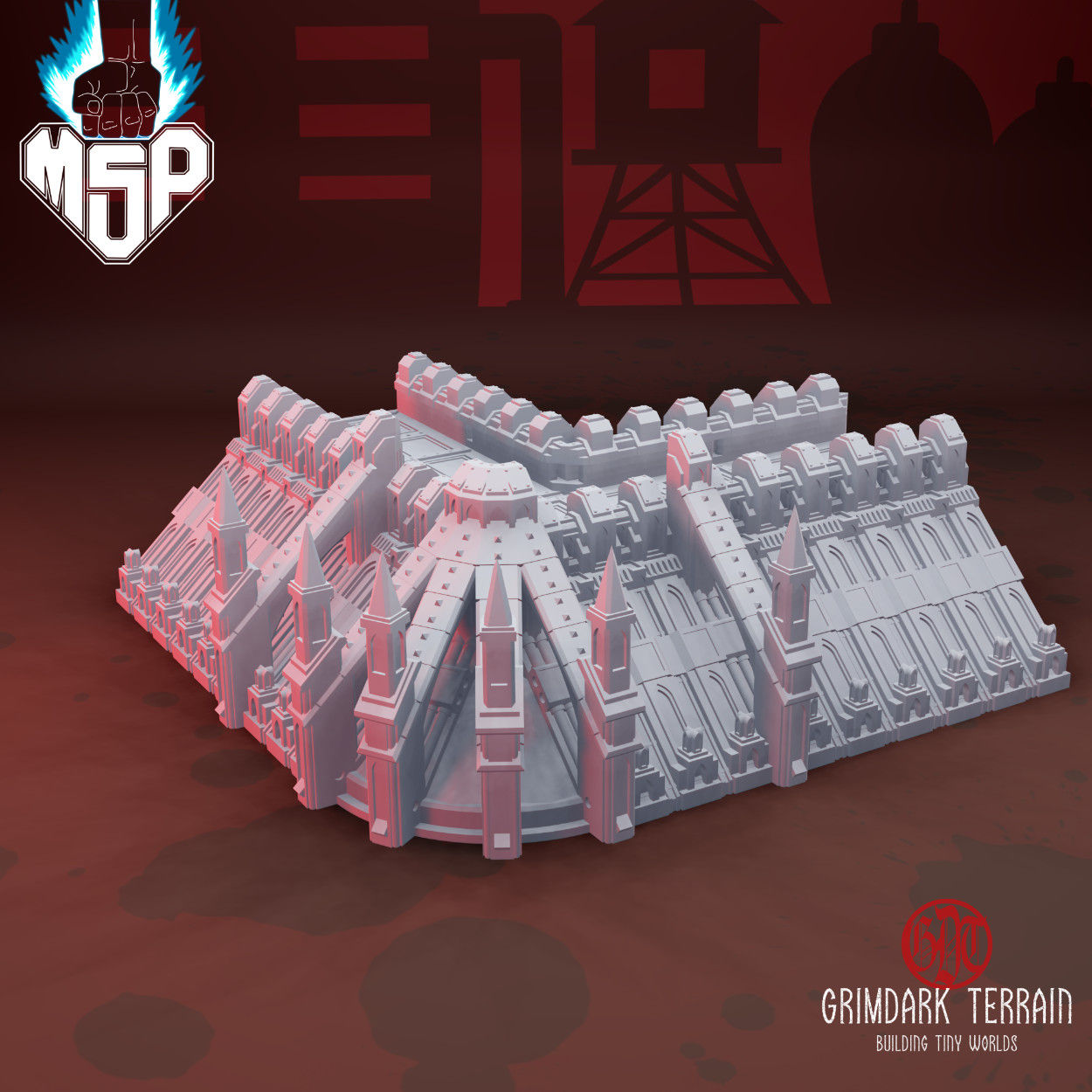 Imperial Walls Corner 3x1 - GrimDark Terrain
