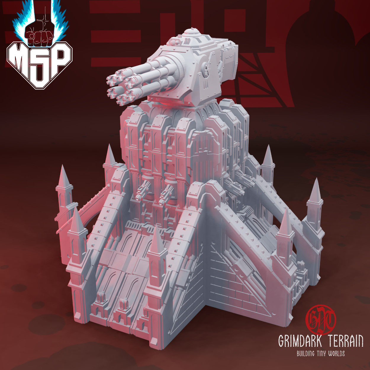 Imperial Walls Apocalypse Tower 1x2 V1 - GrimDark Terrain