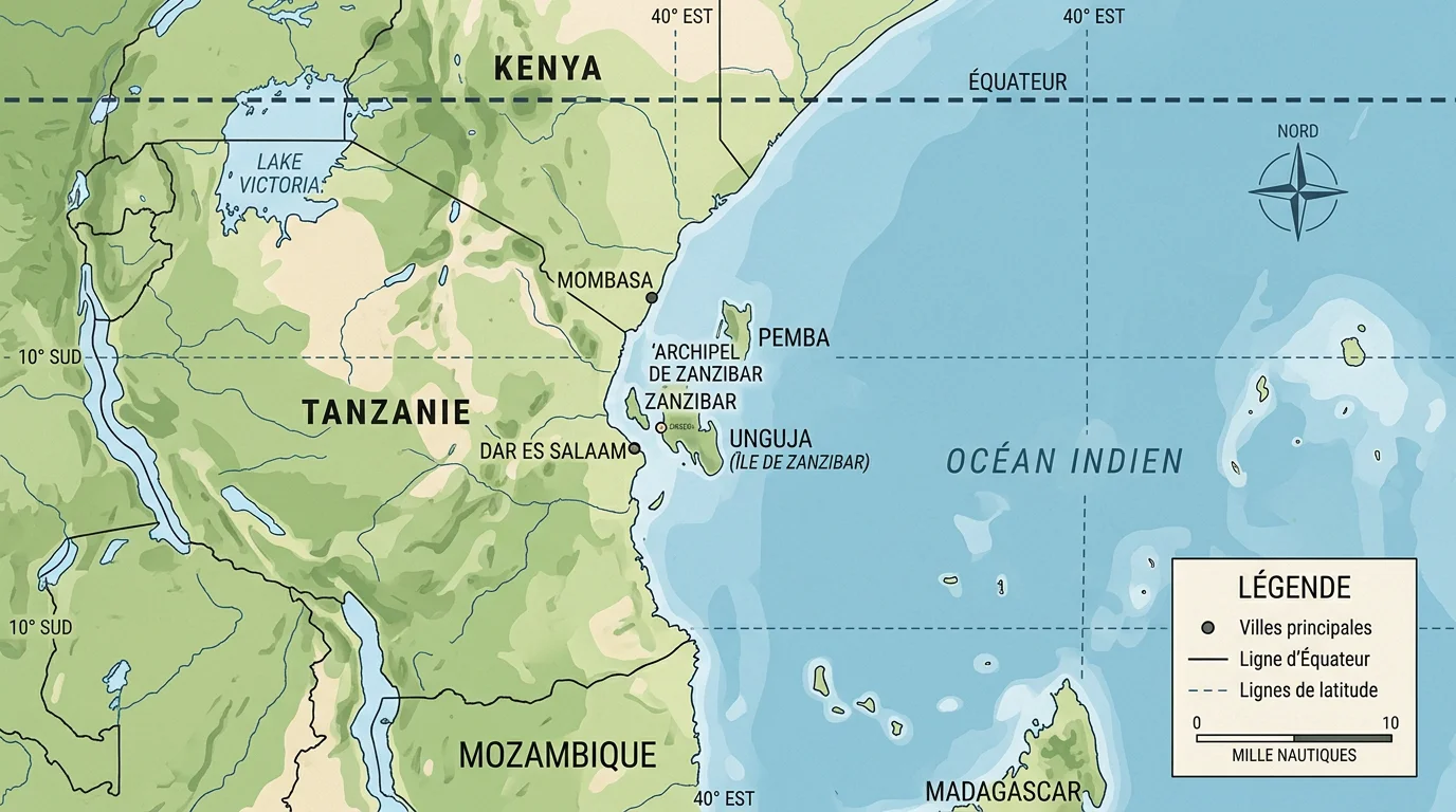 Zanzibar sur la carte du monde : localiser l'archipel
