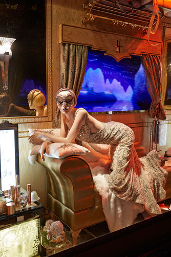 the harrods express christmas window display with mannequin