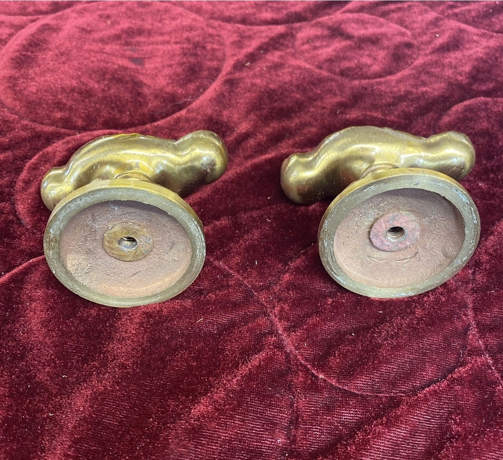 Thumbnail: Pair Gilt Brass Door Handles Period Reclaimed Period Antique Push Pull French