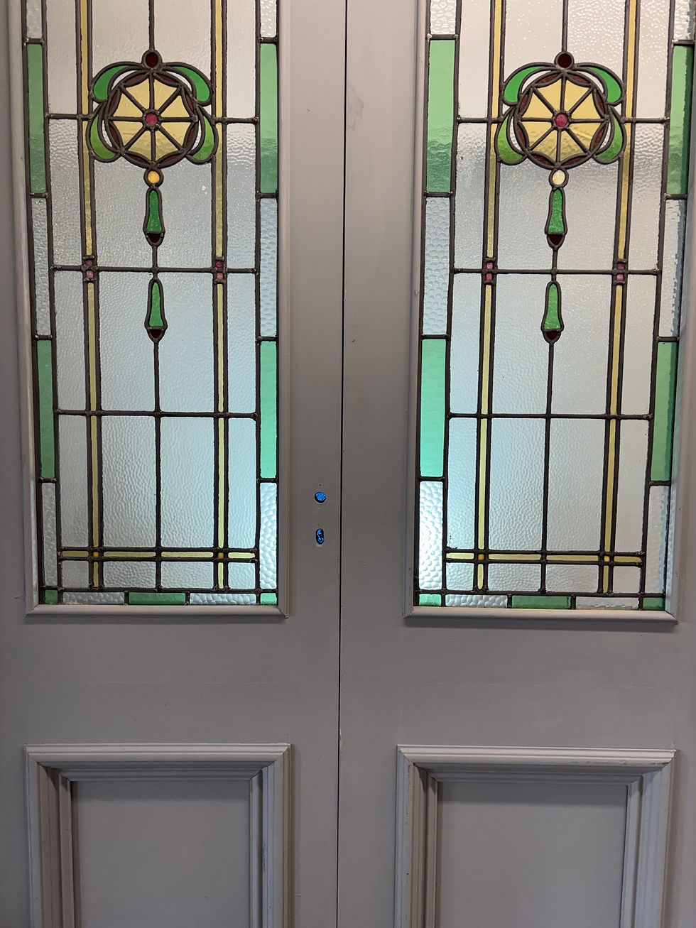 Thumbnail: Antique Stained Glass French Doors Period Reclaimed Edwardian Art Deco Leaded