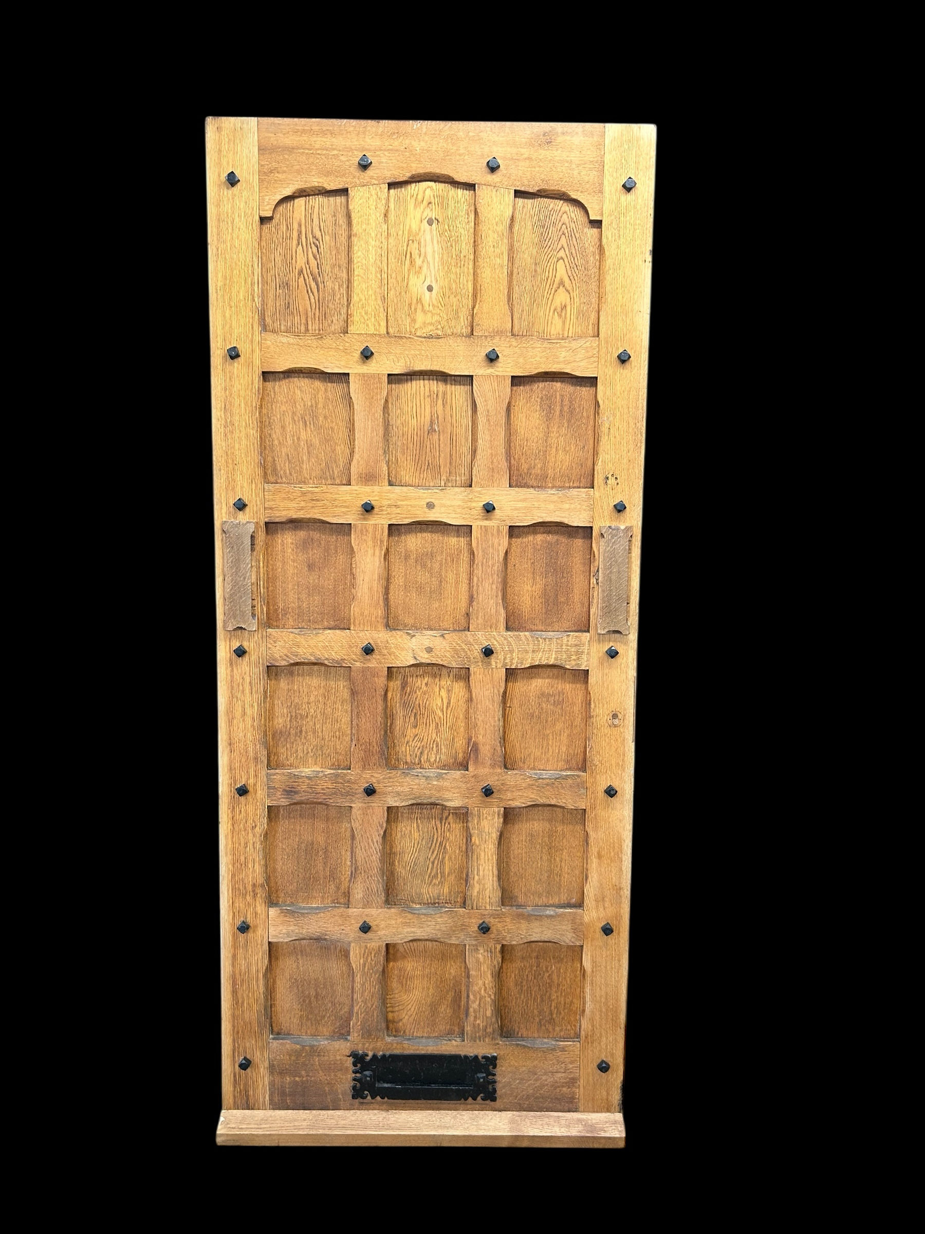 Solid Oak Front Door Old Antique Period Reclaimed Glass Cast iron Refurbished