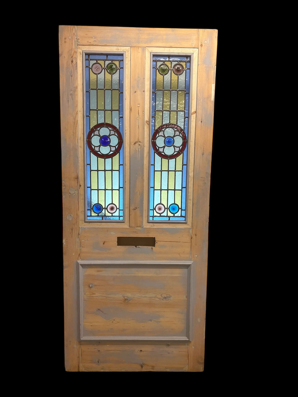 Thumbnail: LARGE VICTORIAN STAINED GLASS FRONT DOOR PERIOD OLD RECLAIMED ANTIQUE LEAD WOOD