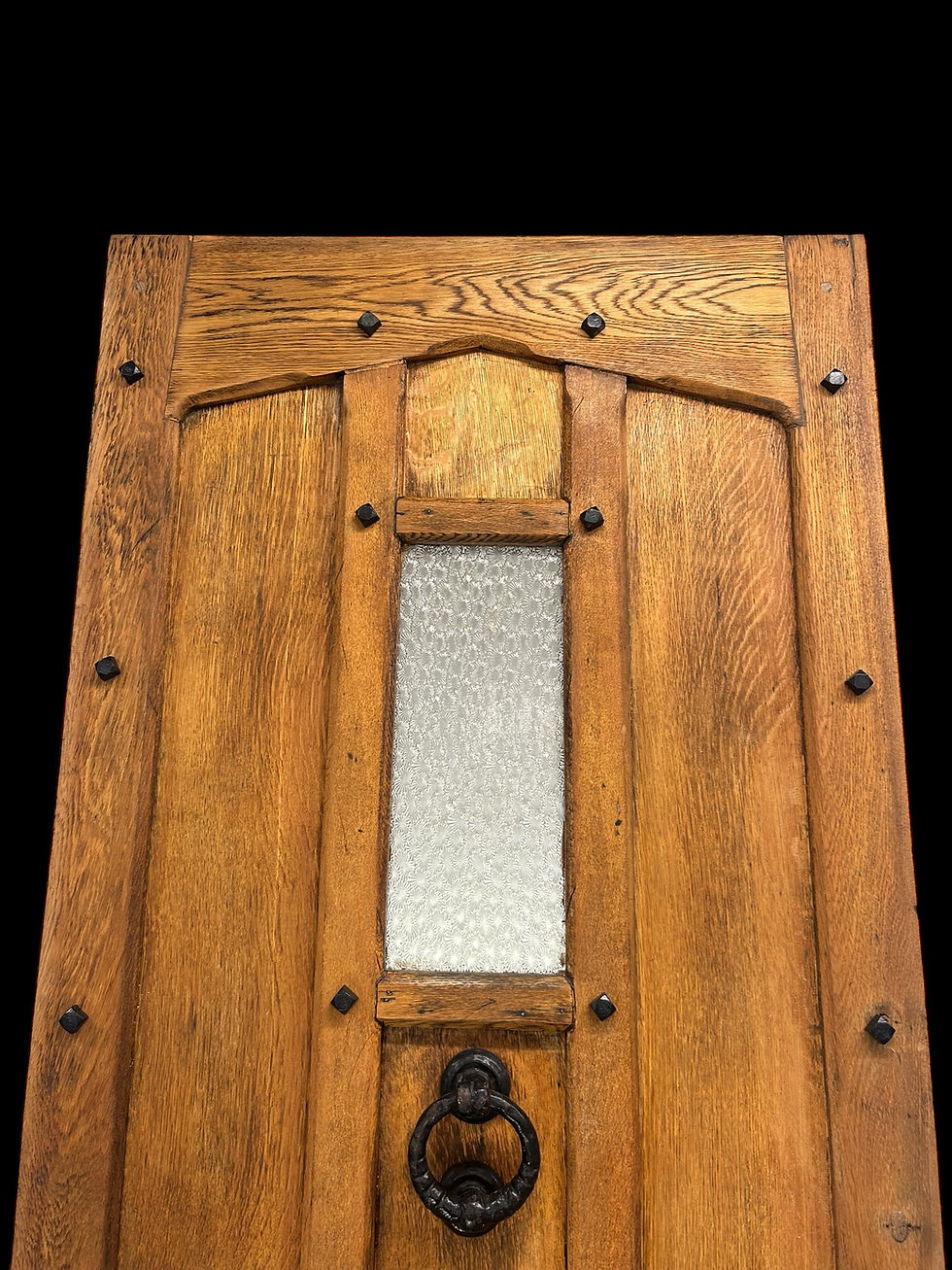 Thumbnail: Large Solid Oak Front Door Old Antique Period Reclaimed Glass Cast iron Refurb