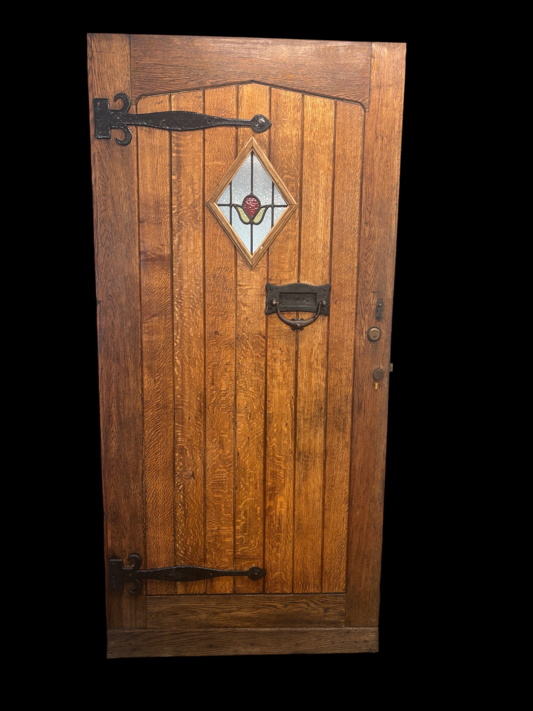 Large Solid Oak Front Door Stained Glass Old Reclaimed Period Antique Wood Lead