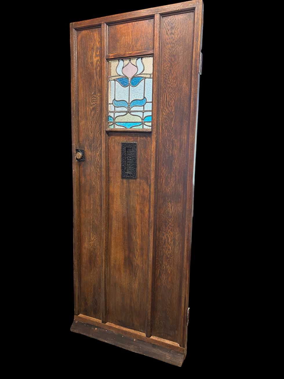 Thumbnail: Solid Oak Front Door Old Antique Stained Glass Period Reclaimed Wood Refurb