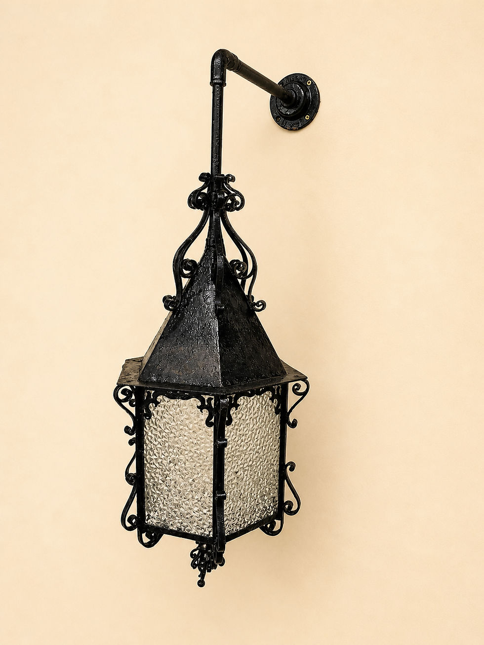 Thumbnail: Antique Gas Lamp External Pub 18th Century Period Forged Blacksmith Metal Glass