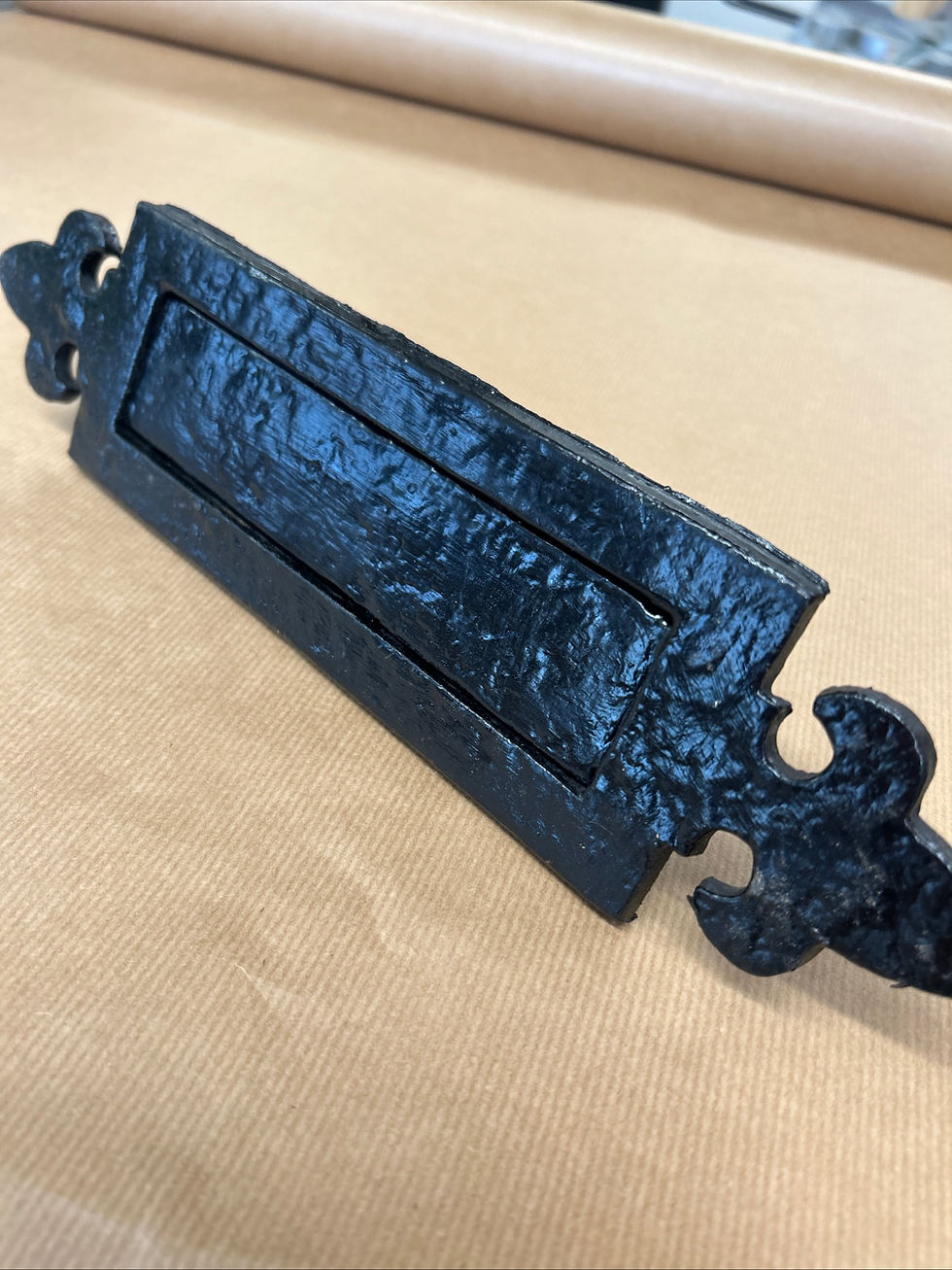 Thumbnail: Old  Antique Front Door Letterbox Period Cast Iron Gothic Tudor Metal Reclaimed