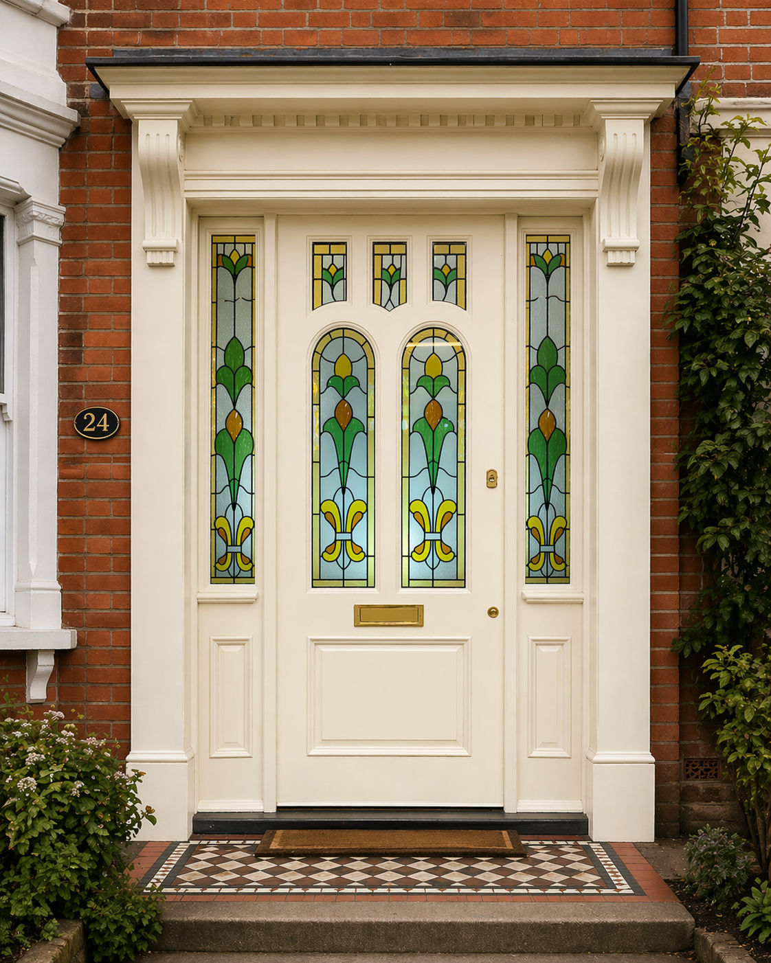 Bespoke Made To Order Edwardian Stained Glass Front Door Frame etc £250 Deposit