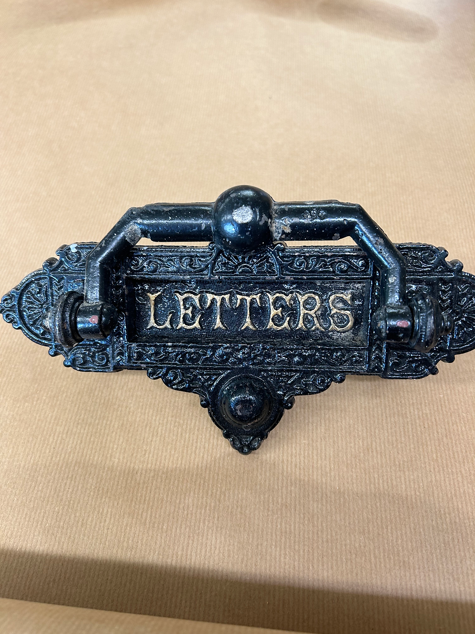 Thumbnail: Antique Door Knocker Letterbox Kenrick Cast Iron Reclaimed Period Antique Refurb
