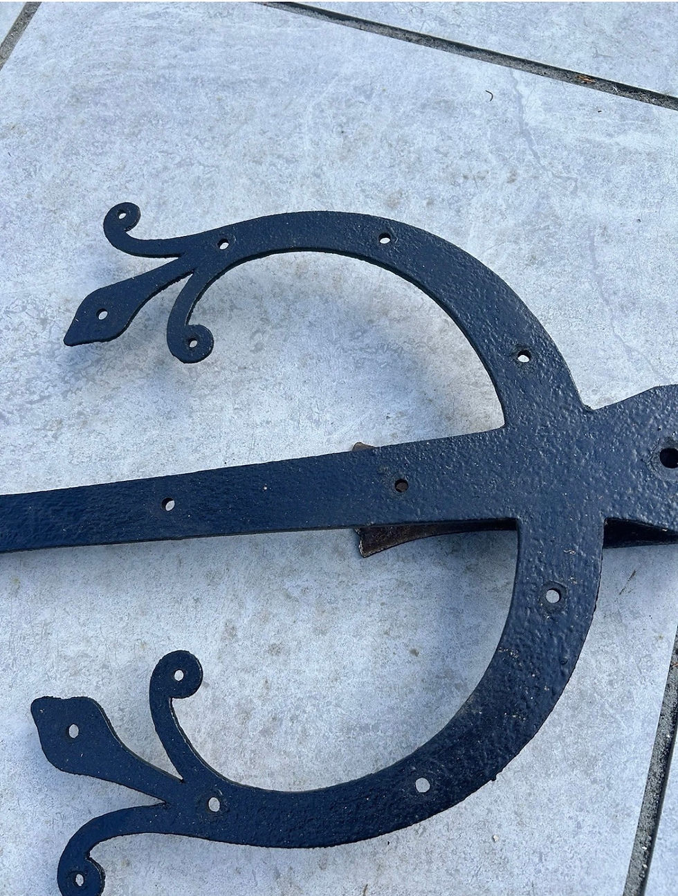 Thumbnail: Pair Cast Iron Front Door Hinges 18th Century Reclaim Period Antique Old Metal