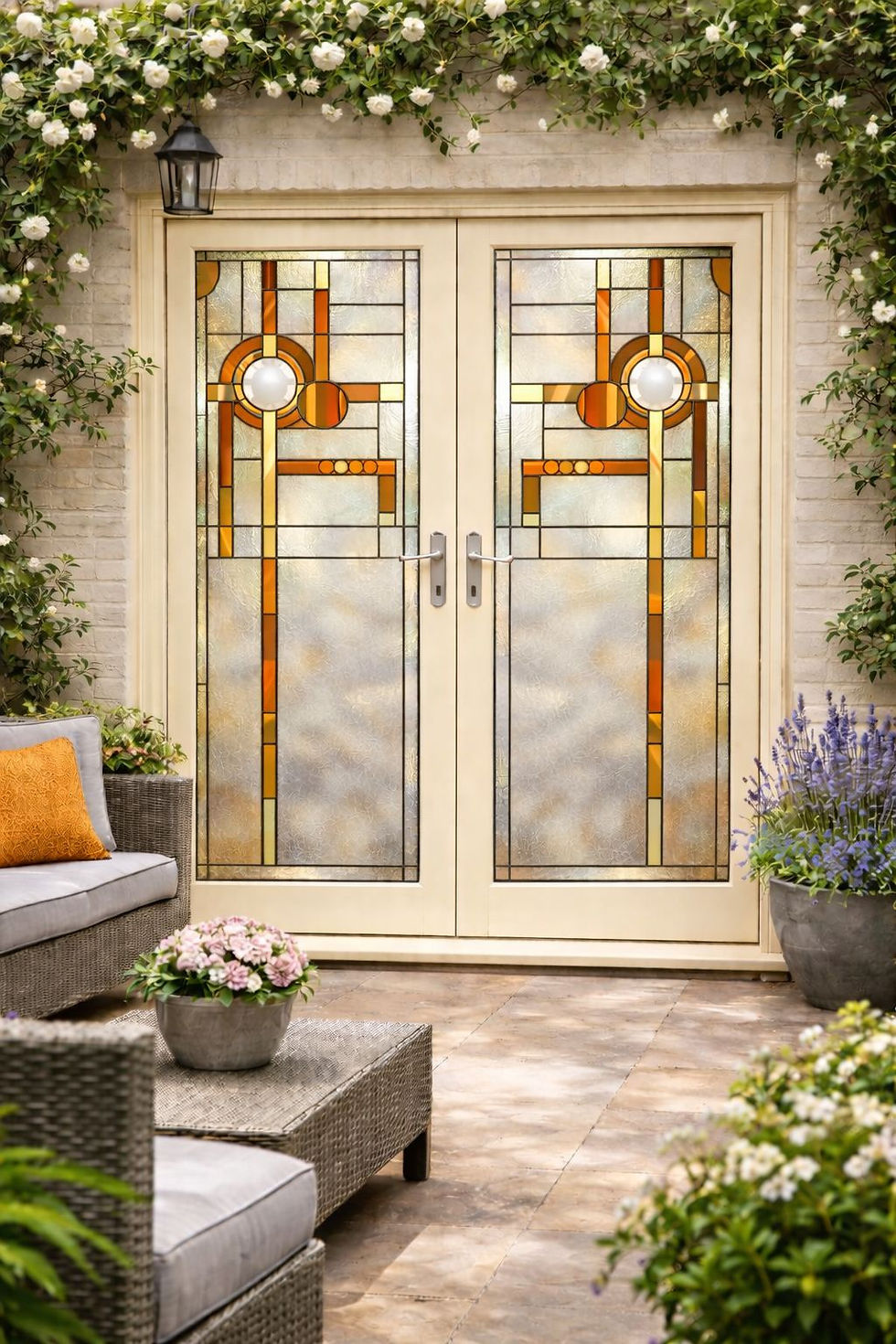 Thumbnail: Bespoke Macintosh Style Stained Glass  French Doors 250 Deposit 