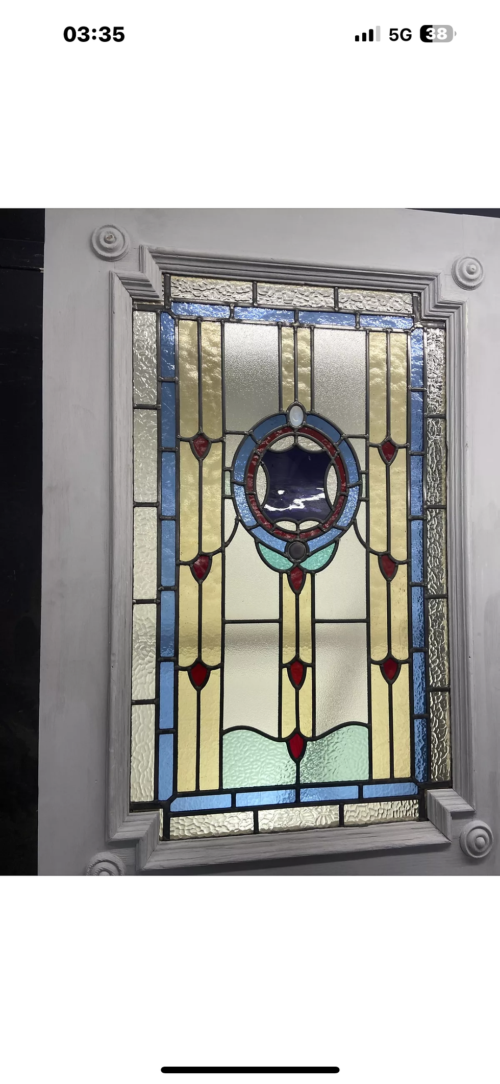 Thumbnail: RARE VICTORIAN STAINED GLASS FRONT DOOR PERIOD OLD RECLAIMED ANTIQUE LEAD WOOD