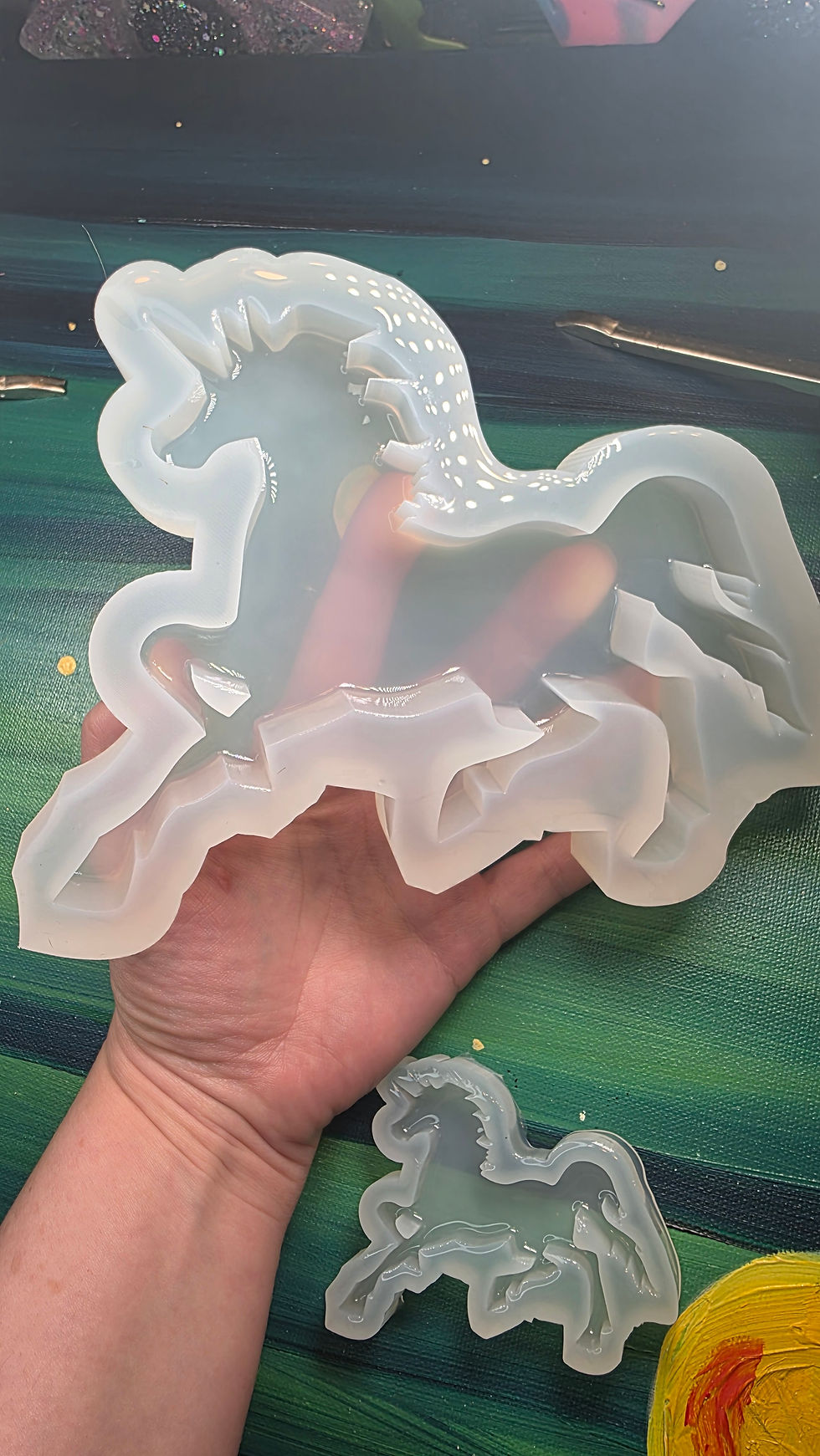 Thumbnail: Running Unicorn Glossy Handmade Silicone Mold Clear Choose Size