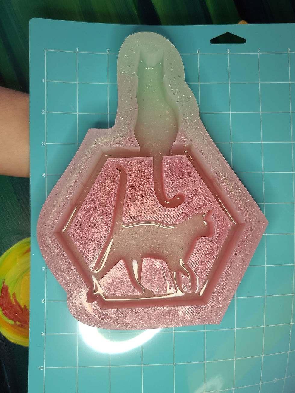 Thumbnail: XL Hexagon Cat Standing Deep Silicone Mold for Epoxy Handmade Premium Mold