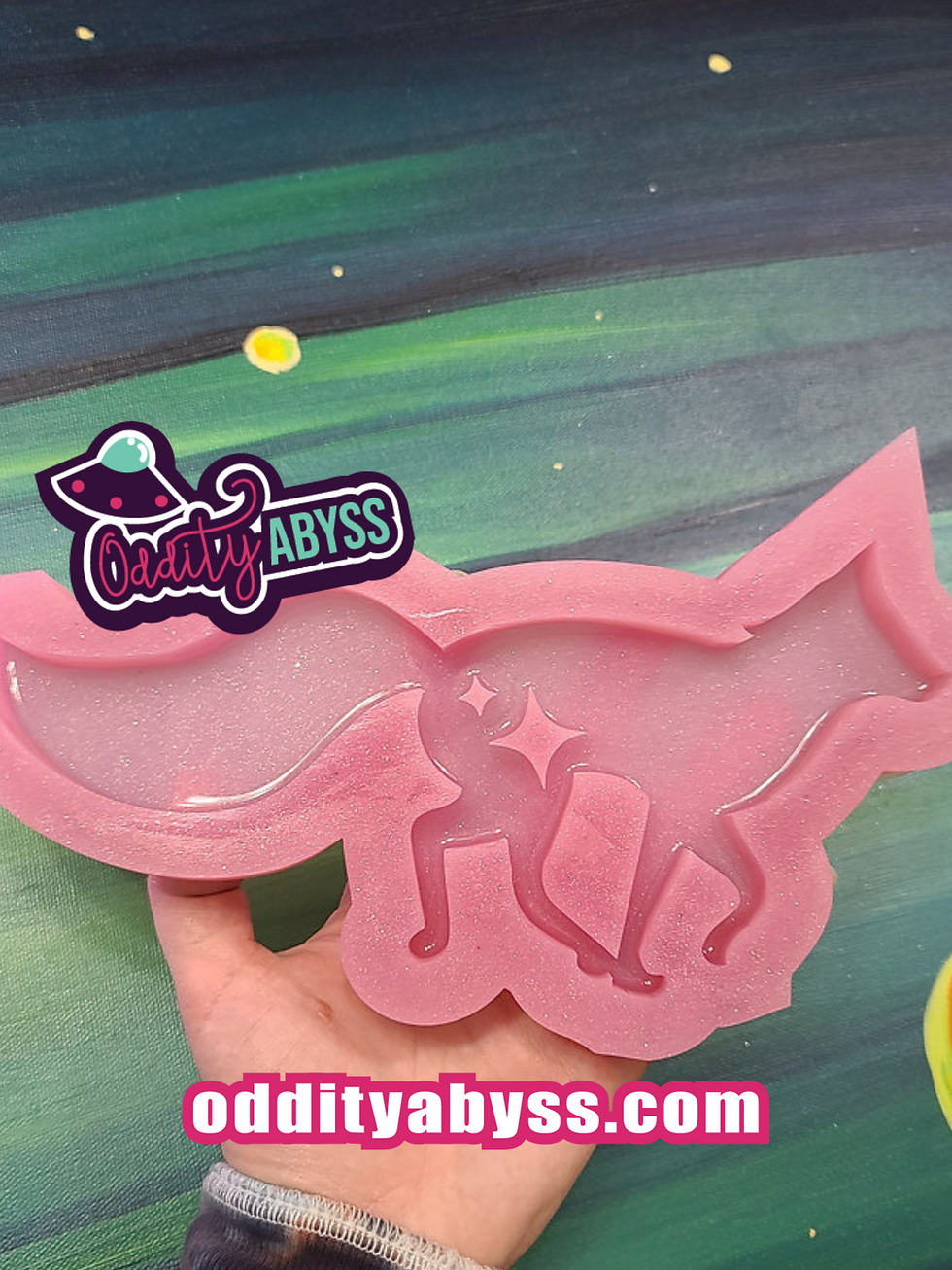 Thumbnail: XL Sparkle Fox Deep Silicone Handmade Mold Glossy Standing Mold