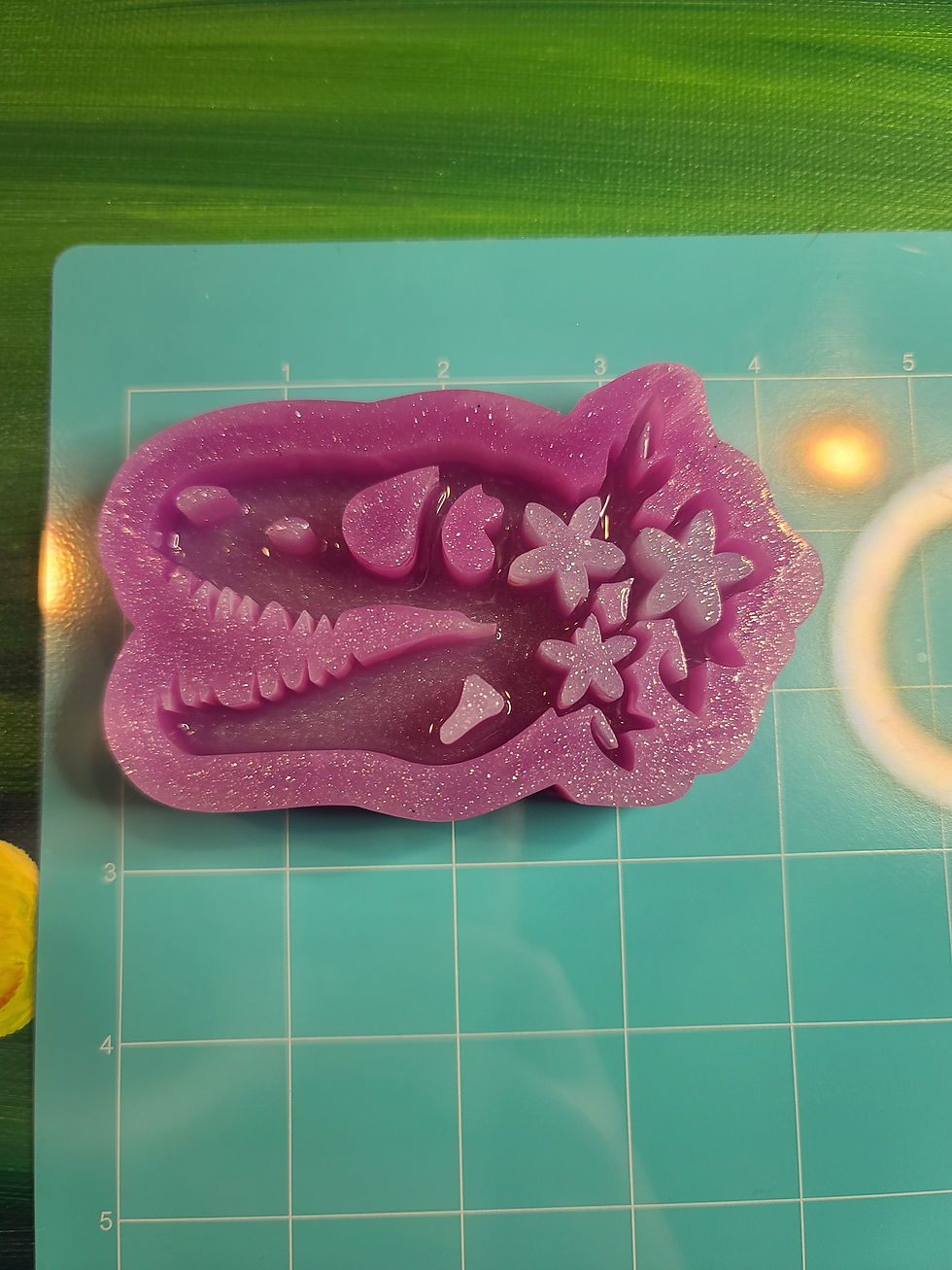Thumbnail: Floral Skull Glossy Med Silicone Mold Dinosaur Tyrranasaurus Mold Handmade Mold