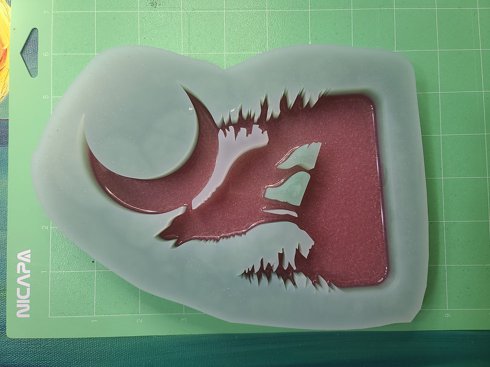 Thumbnail: Howling Wolf Standing Deep Mold Crescent Moon Silicone Mold