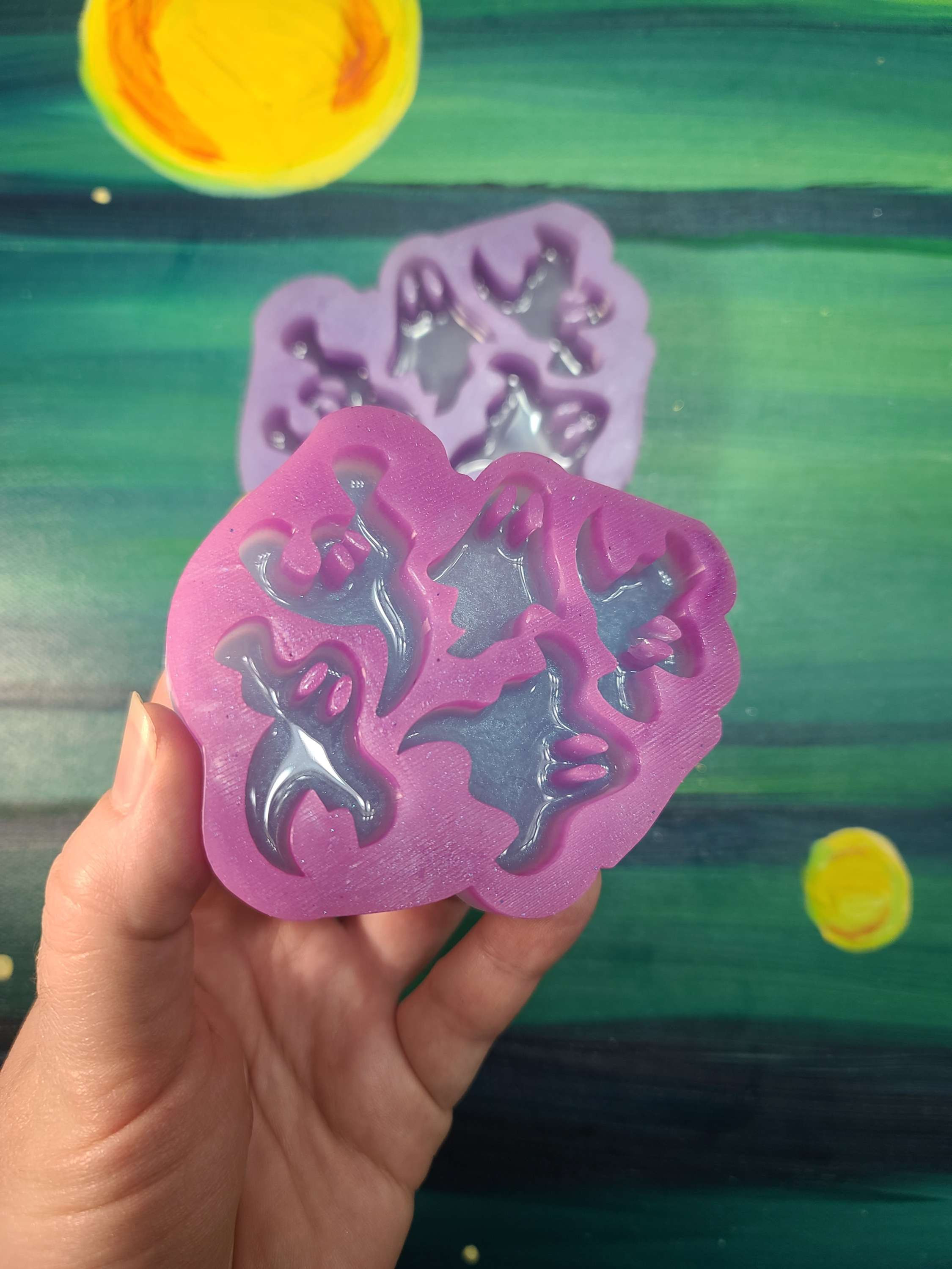 Ghost Group Mold Choose Size! Handmade Silicone Mold Palette Spooky Magnets