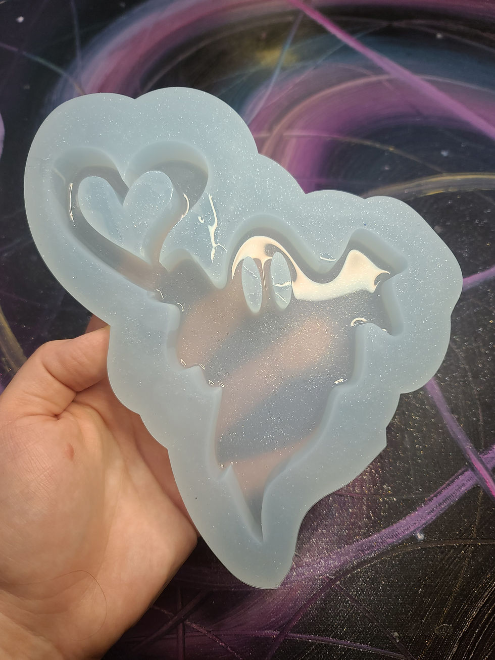 Thumbnail: XL  Balloon Heart Ghost Glossy Handmade Silicone Mold