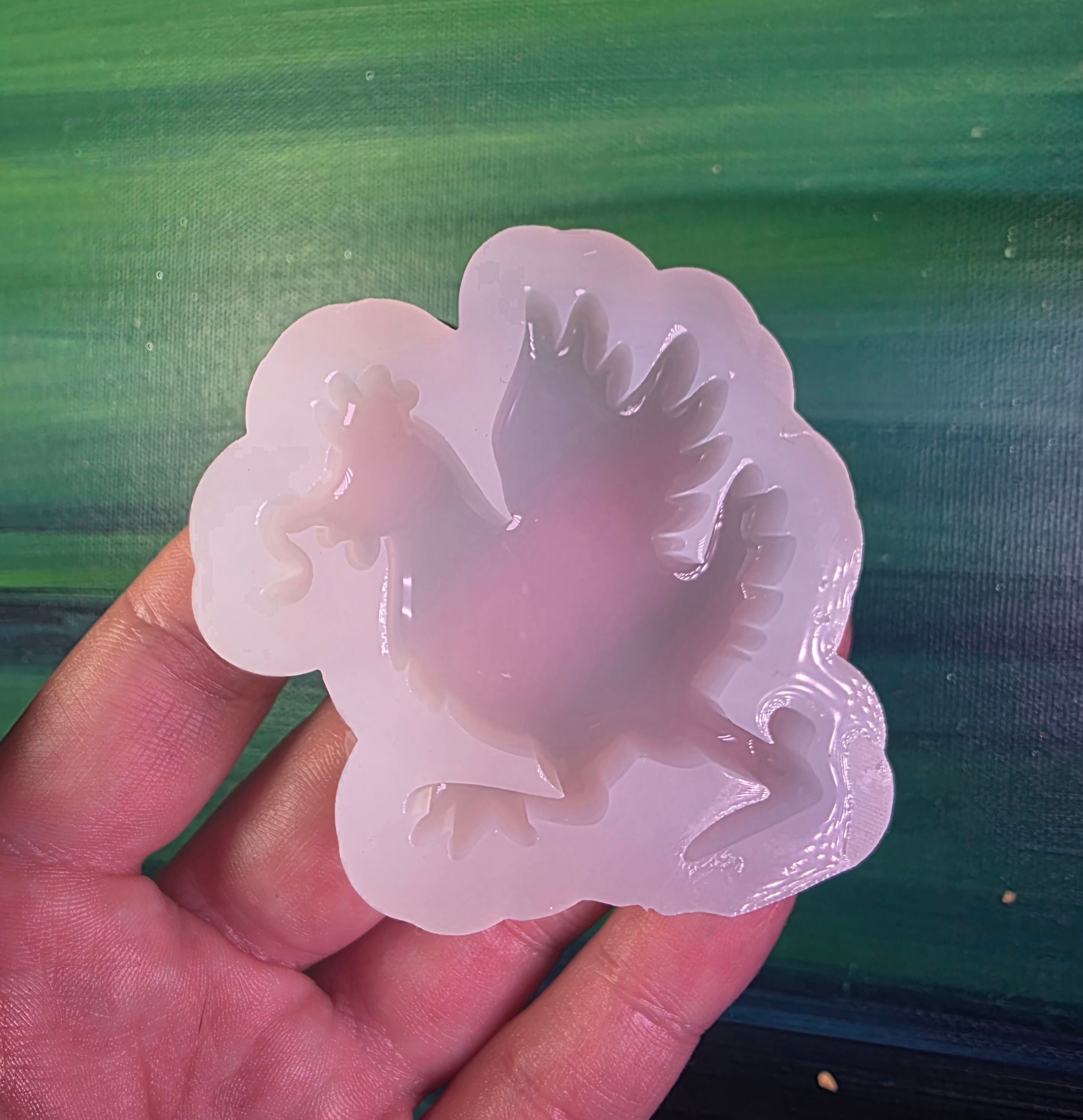 Chicken Glossy Domed Handmade Silicone Mold Keychain Magnet size