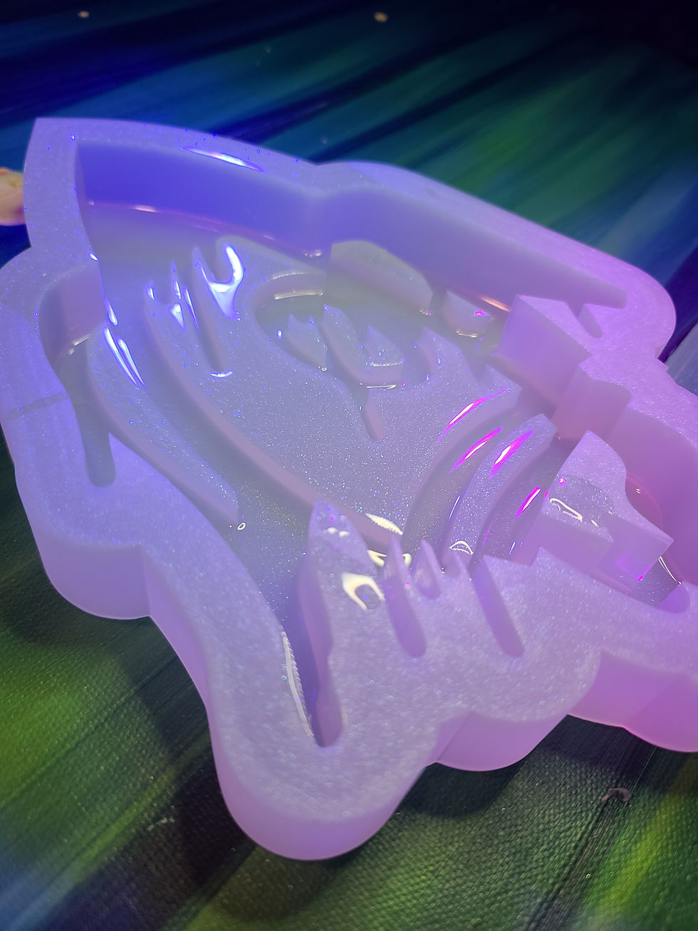 Thumbnail: XL Drippy Rocket Ship Standing Glossy Handmade Silicone Mold