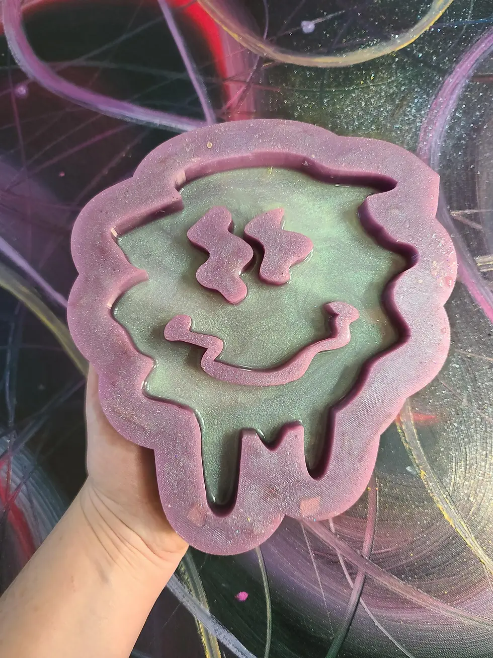 Thumbnail: XL Melted Smiley Face Handmade Mold Silicone mold art Glossy silicone smiley