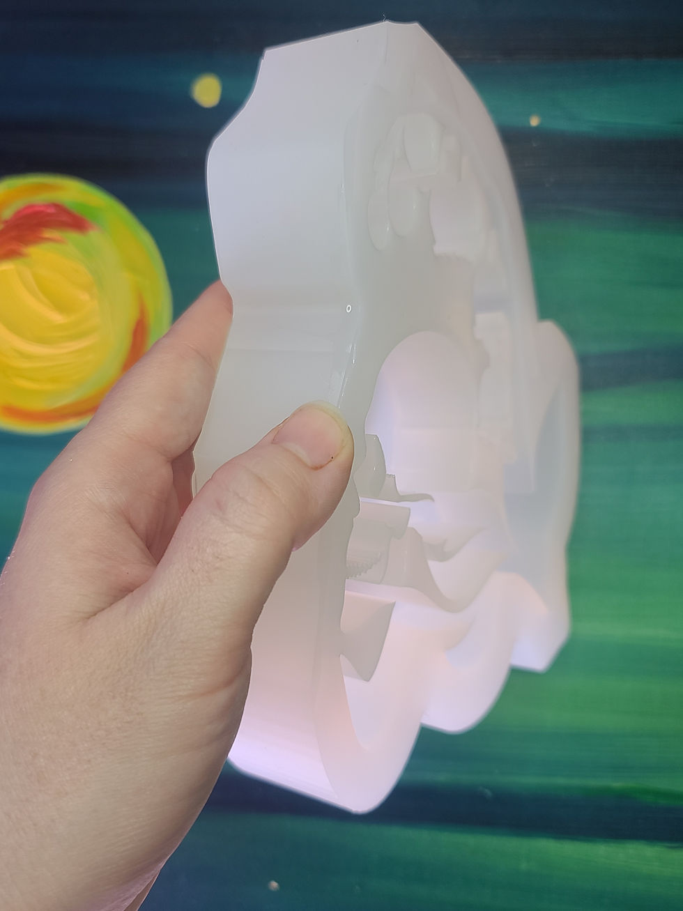 Thumbnail: Lily of Valley Flower Skull Glossy 3d Standing Handmade Silicone Mold