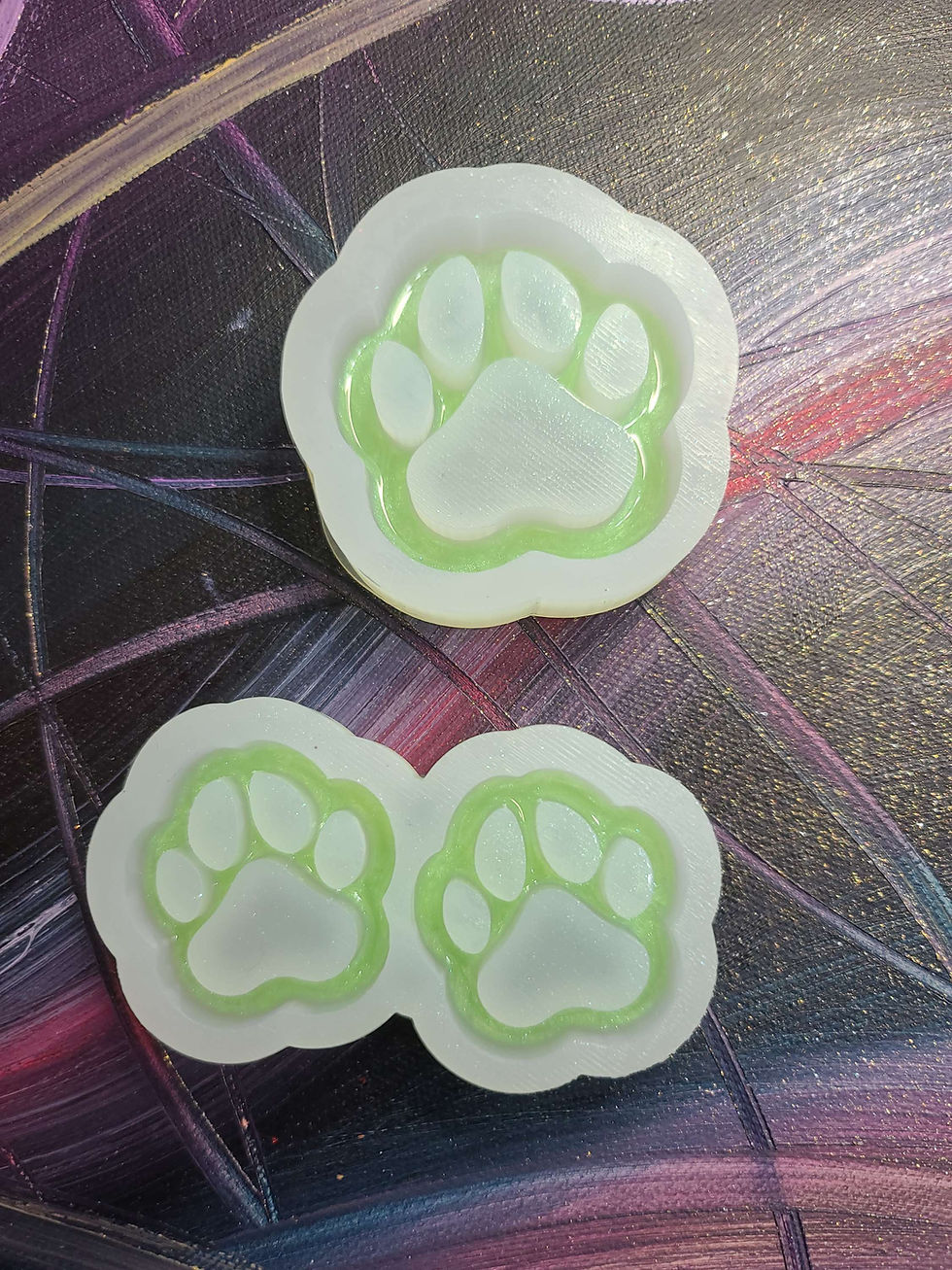 Thumbnail: Paw Print Silicone Mold Earring Keychain Sizes