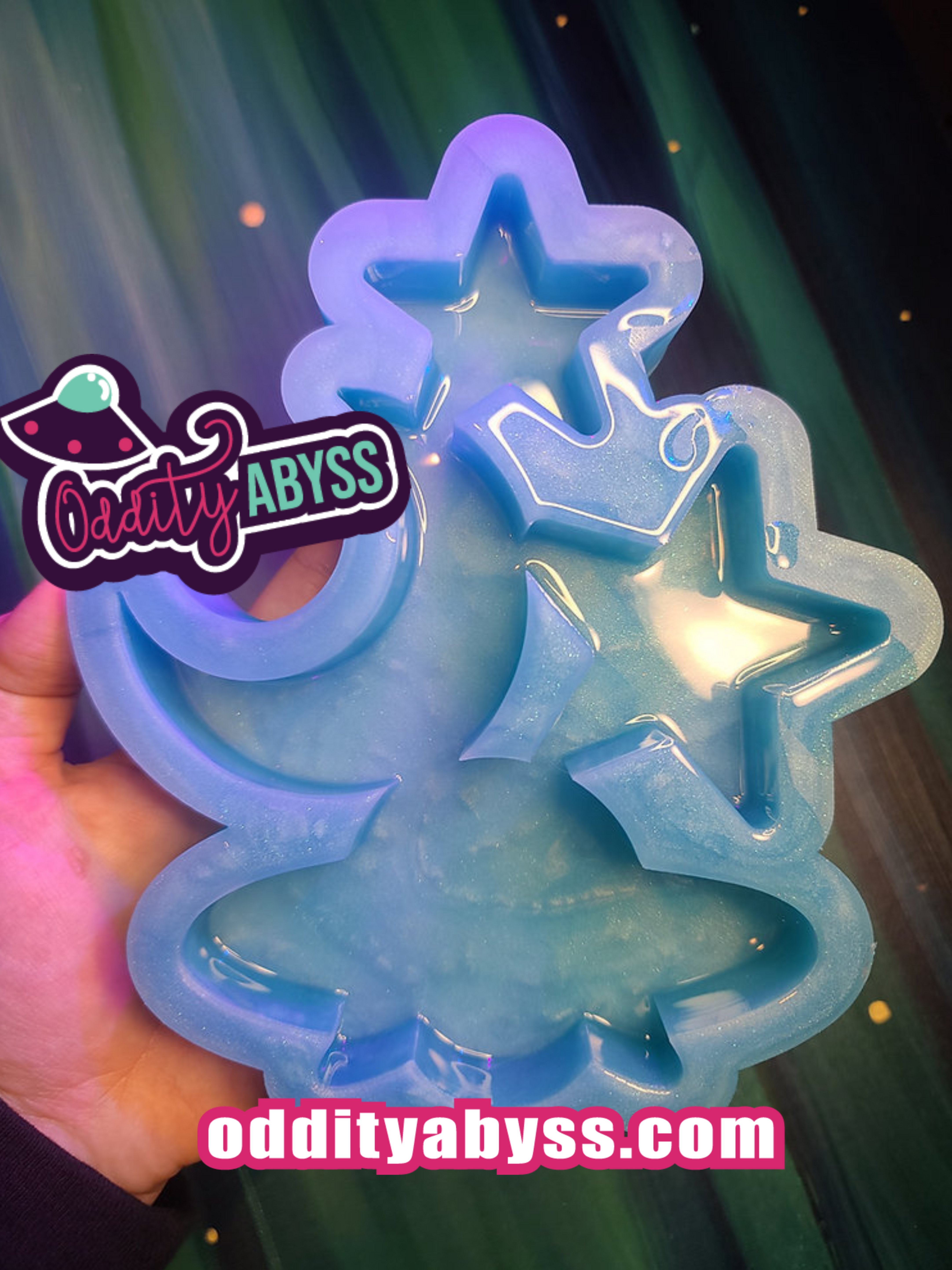 XL UFO Moon Star Standing Glossy Handmade Silicone Mold