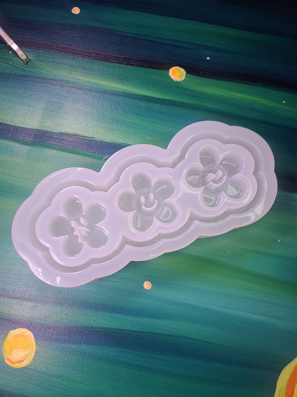 Thumbnail: Triple Flower Horizontal Glossy Handmade Silicone Mold