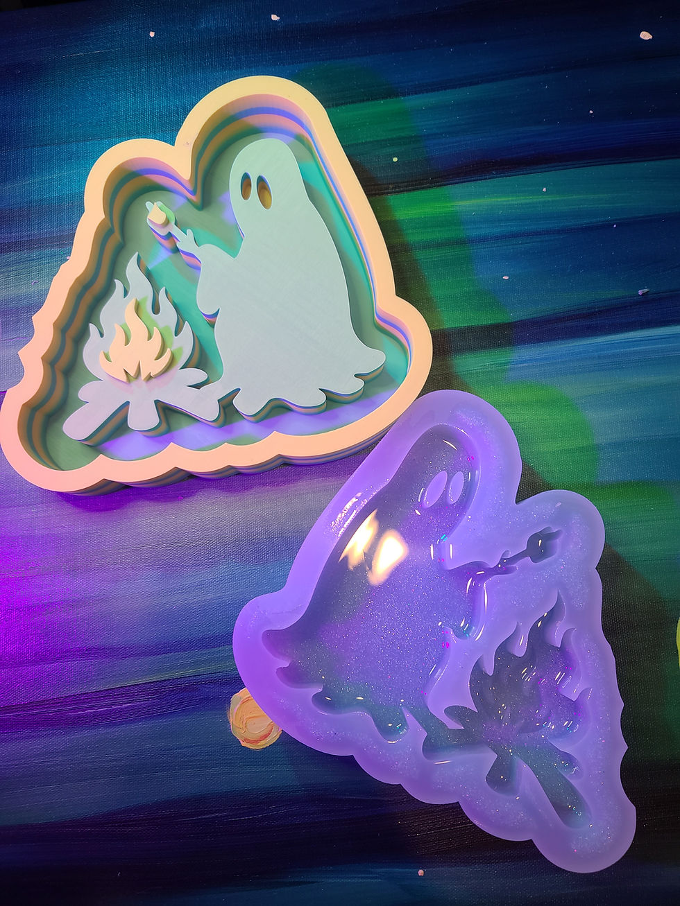 Thumbnail: XL BonFire Ghost Marshmallow Standing Deep Handmade Silicone Mold