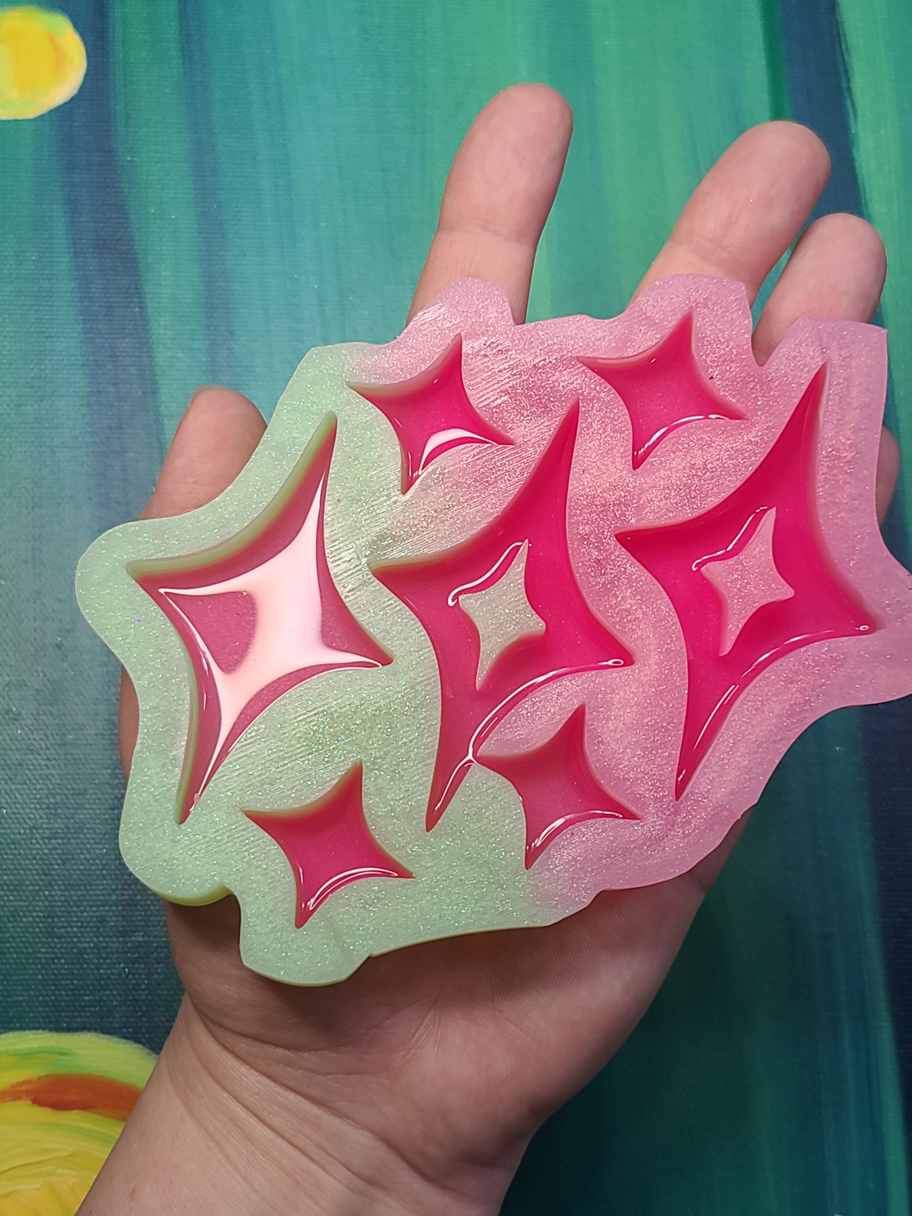 Large Four Point Star Palette Magnet Glossy Handmade Silicone Mold