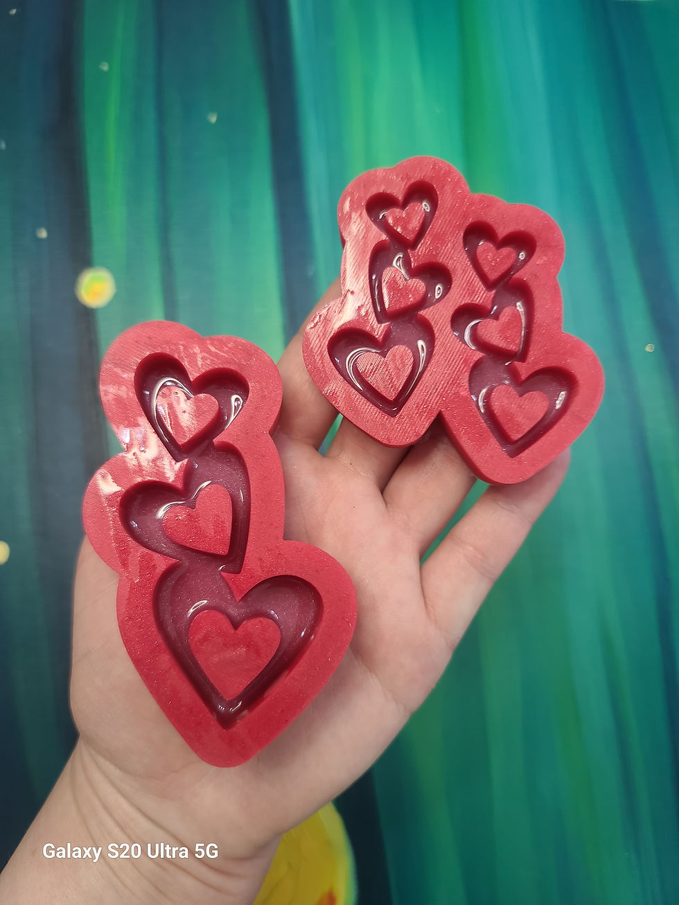 Thumbnail: Triple Hearts Glossy Handmade Silicone Mold Heart Earrings Mold Handmade