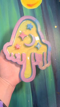 Thumbnail: XL Galaxy Drip Mushroom Handmade Silicone Mold Glossy Domed