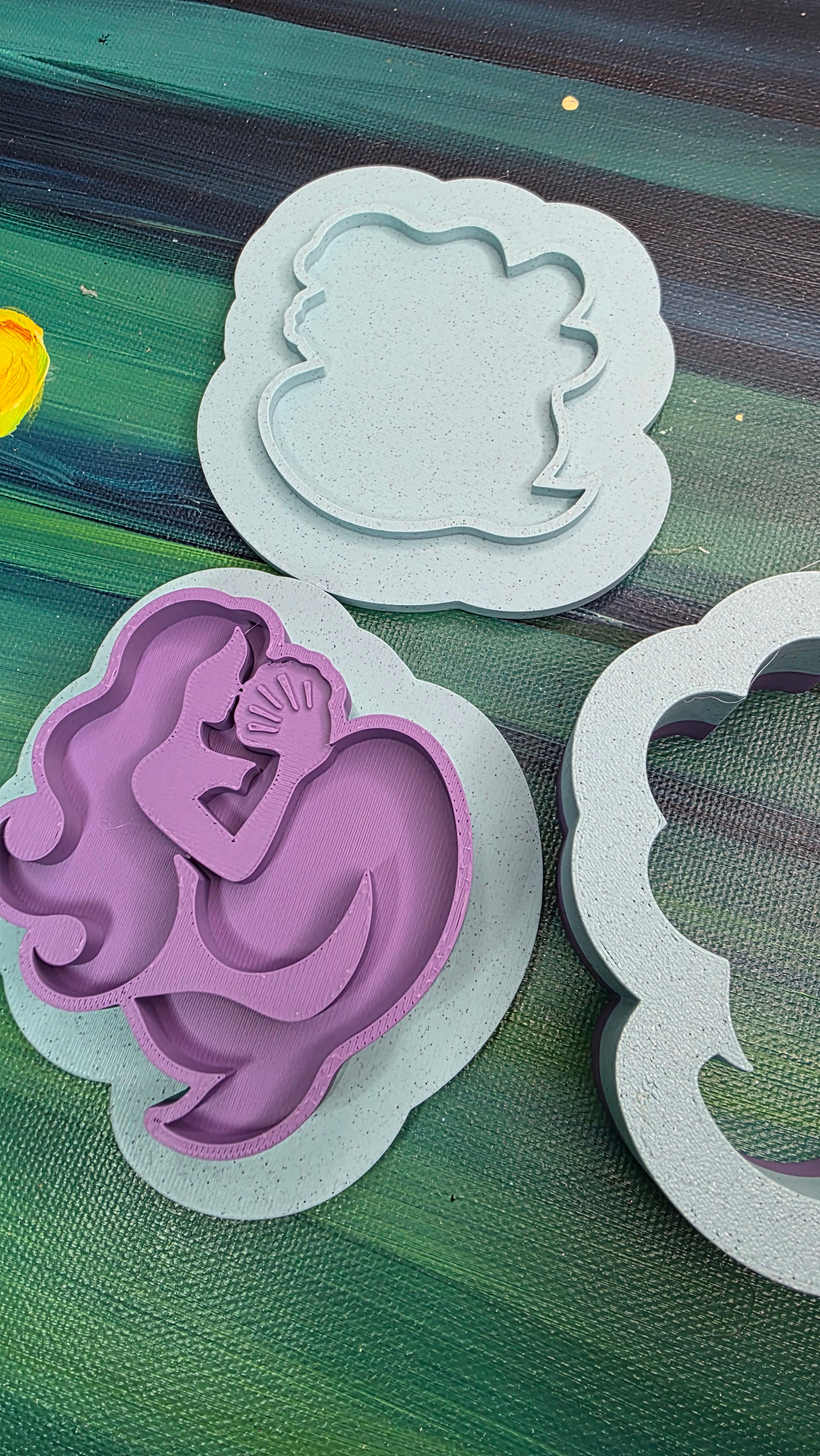 Mermaid Bath Bomb Mold Plunger Style 3d Printed PLA 3 part mold