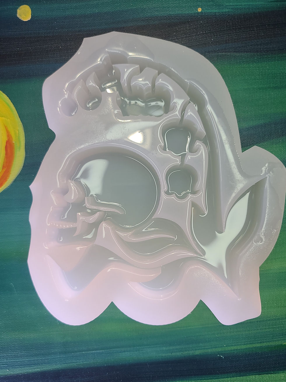 Thumbnail: Lily of Valley Flower Skull Glossy 3d Standing Handmade Silicone Mold