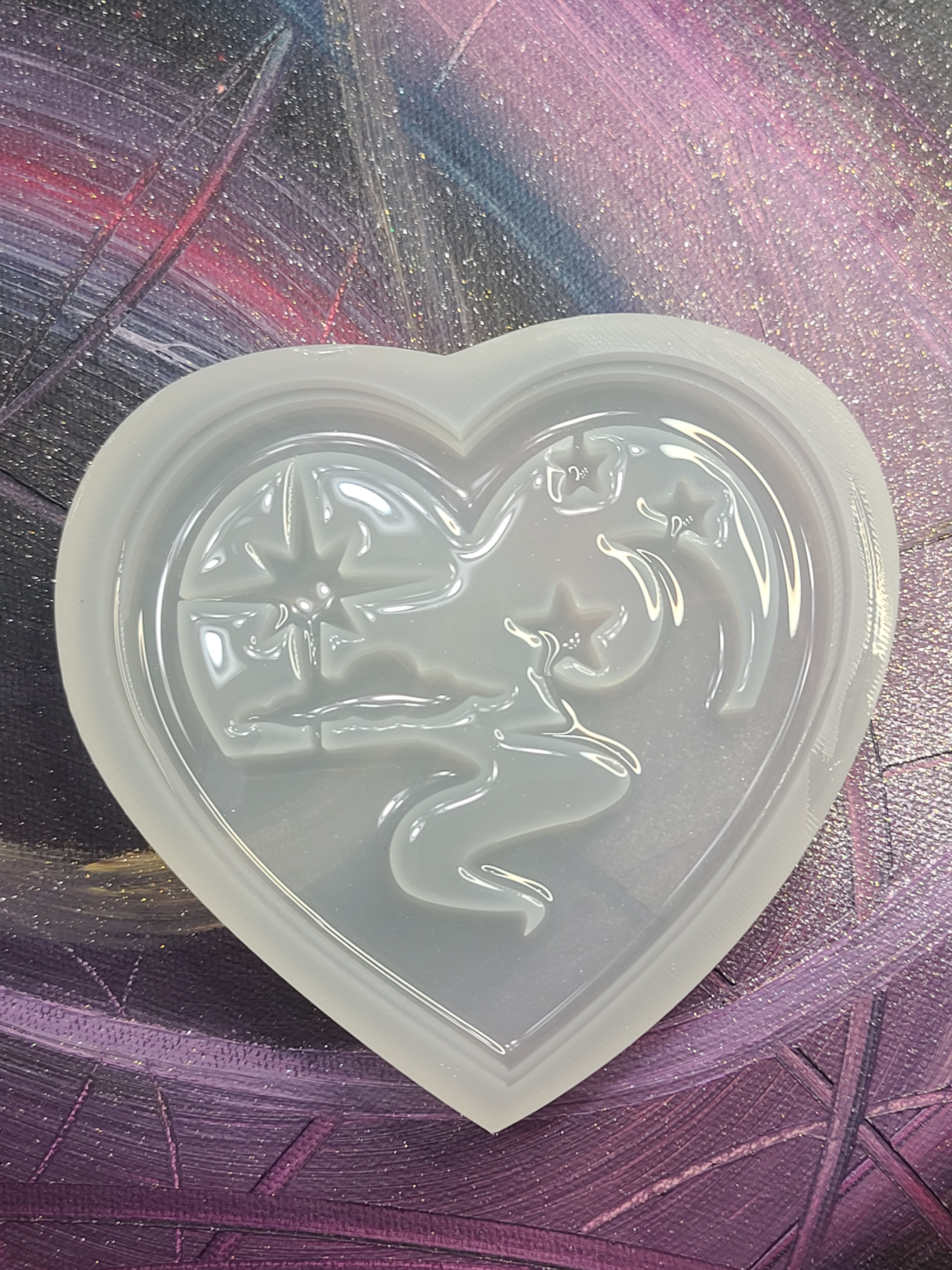 Lagoon Heart Coaster Silicone Mold Shiny Handmade Silicone Mold