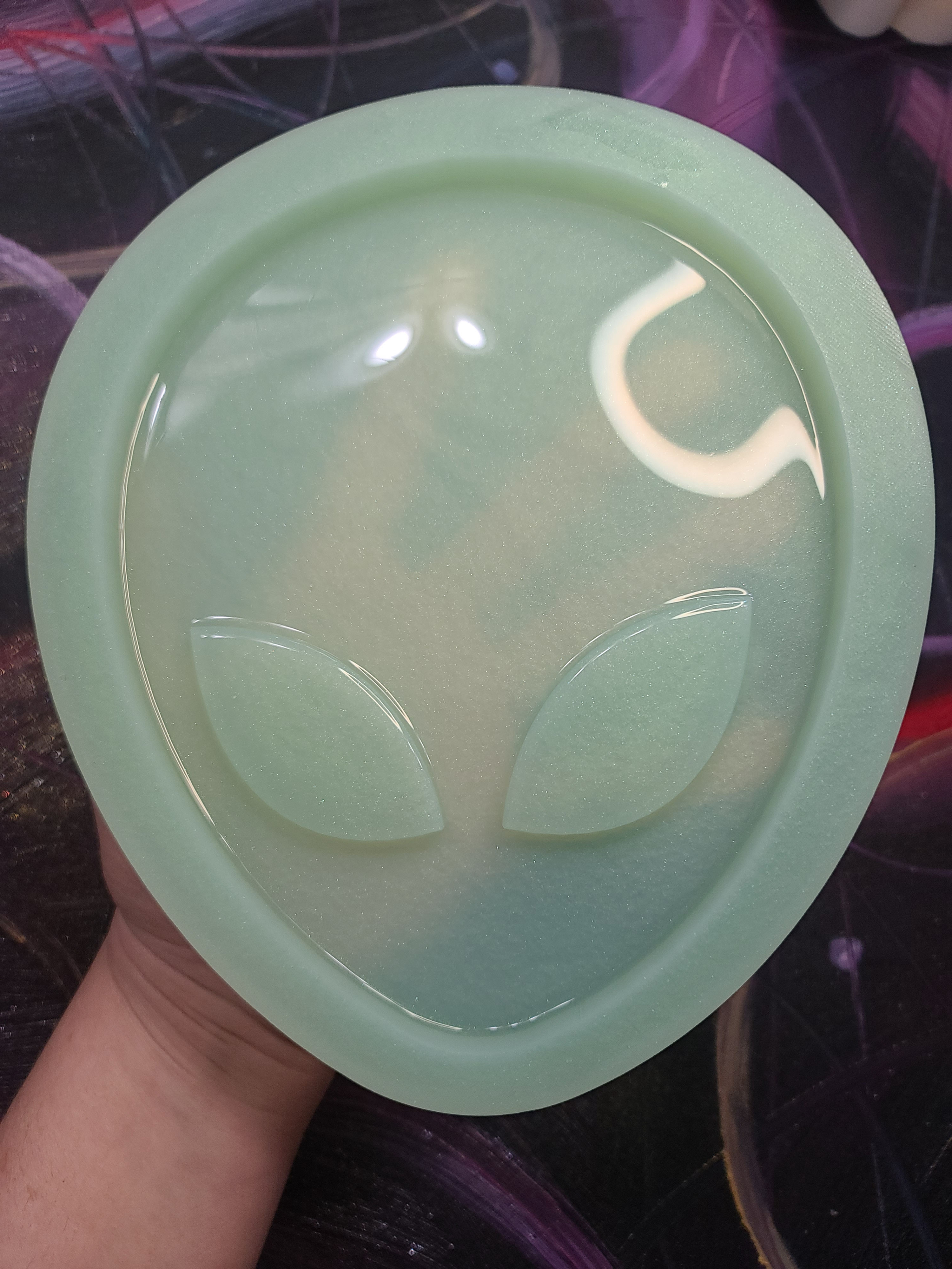 XL Alien Head Silicone Mold Shiny Domed Epoxy Mold