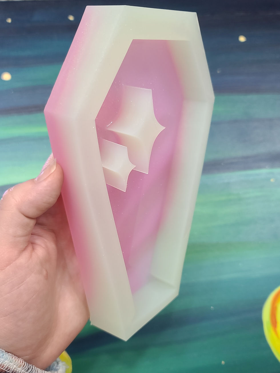 Thumbnail: XL Sparkle Coffin Standing Deep Handmade Silicone Mold