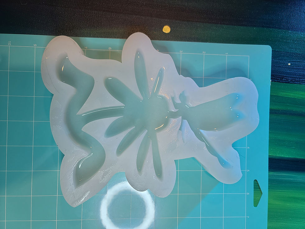 Thumbnail: XL Dragonfly Flower Standing Glossy Handmade Silicone Mold