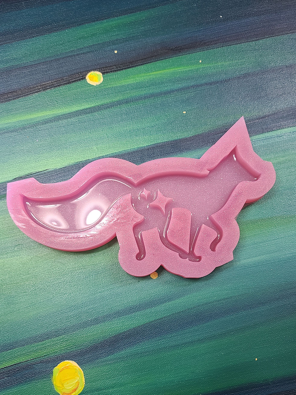 Thumbnail: XL Sparkle Fox Deep Silicone Handmade Mold Glossy Standing Mold
