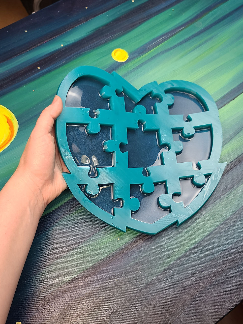 Thumbnail: BIG Heart Puzzle Mold Shiny Silicone Mold for epoxy resin