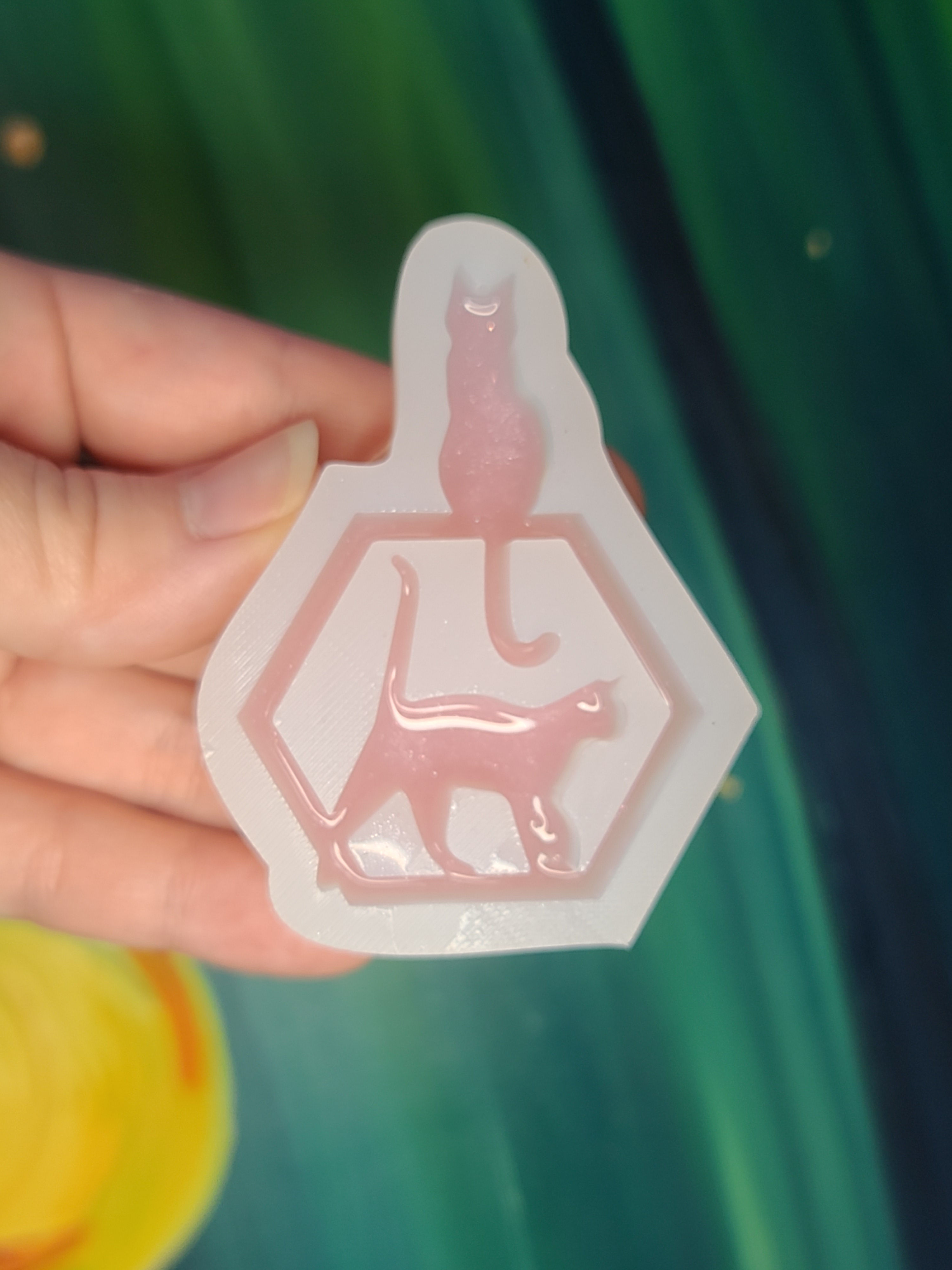 Small Hexagon Cats Silicone Mold Magnet Keychain Mold Epoxy